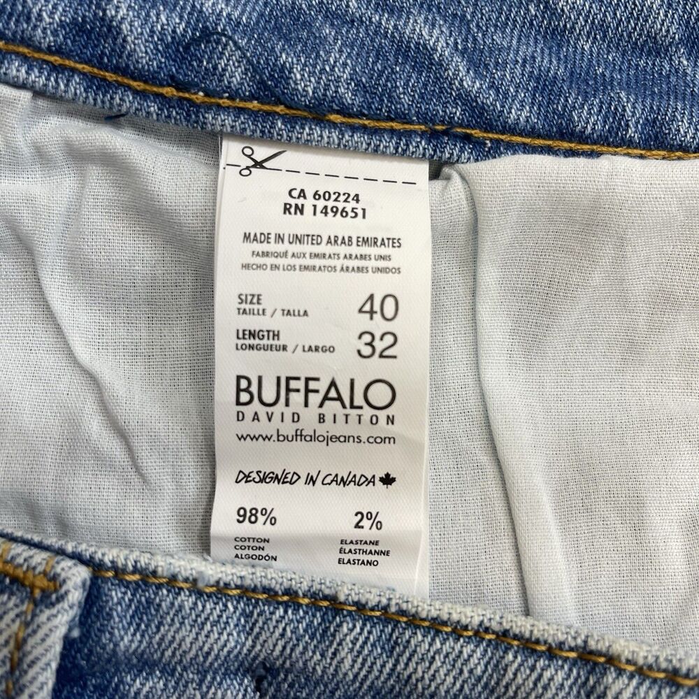 Buffalo David Bitton Jeans Mens 40x32 Blue Driven Relaxed Straight Stretch Denim - Picture 6 of 13